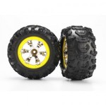[Traxxas] AX7276 Tires and wheels assembled glued (Geode chrome yellow beadlock style wheels Canyon AT tires foam inserts)(1 left 1 right)