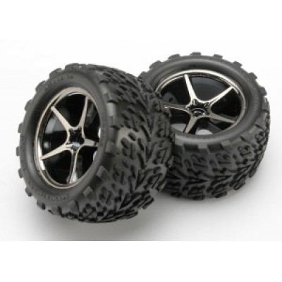 [�˾���ũ] AX7174A [Traxxas] AX7174A Tires and wheels assembled glued (Gemini black chrome wheels Talon tires foam inserts)