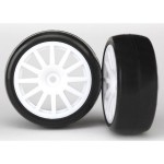 [Traxxas] AX7572 Tires & wheels assembled glued (12-spoke white wheels slick tires) (2)