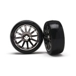 [Traxxas] AX7573A Tires & wheels assembled glued (12-spoke black chrome wheels slick tires) (2)