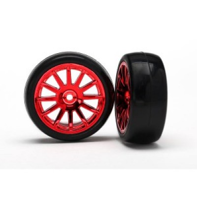 [�˾���ũ] AX7573X [Traxxas] AX7573X Tires & wheels assembled glued (12-spoke red chrome wheels slick tires) (2)