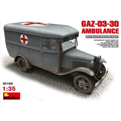 Maquette MiniArt GAZ-03-30 Ambulance – 1/35 – Seconde Guerre – Ref 35160 – Neuf