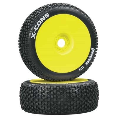 [˾ũ] DTXC3613 [DURATRAX] Duratrax 1/8 X-Cons Buggy Tire C3 Mounted Yellow (2)