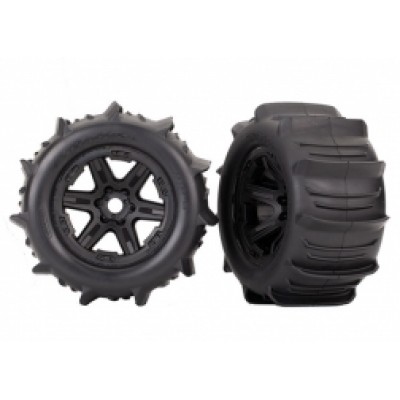 [˾ũ] AX8674 [Traxxas] AX8674 Tires & wheels,asmbl,glued (black 3.8