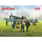 [ICM] BICMDS4802 1/48 WWII RAF Airfield Spitfire Mk.IX, Spitfire Mk.VII, RAF Pilots and Ground Personnel 7 figures