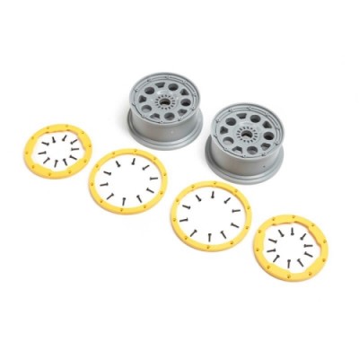 �˾���ũ LOS45036 [TEAM LOSI] Wheels, Silver, Yellow Beadlock (2): DBXL 2.0