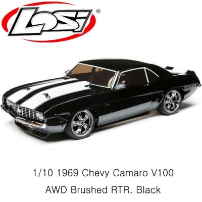 [˾ũ] LOS03033T2 [TEAM LOSI] 1/10 1969 Chevy Camaro V100 AWD Brushed RTR, Black - ͸,  ʿ