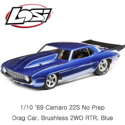 [�˾���ũ] LOS03035T2 [TEAM LOSI] 1/10 69 Camaro 22S No Prep Drag Car, Brushless 2WD RTR, Blue - ���͸�, ������ �ʿ�