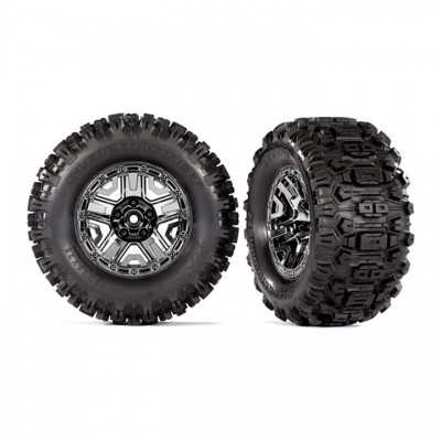 [˾ũ] AX9072 [Traxxas] AX9072 Tires/wheels, assembled, glued (black chrome 2.8 wheels, Sledgehammer tires, foam inserts