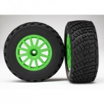 [Traxxas] AX7473X Tires ,wheels, assembled, glued (green wheels, gravel pattern tires, foam inserts)