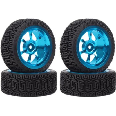 [˾ũ] DTOW03011A [DETAILS TECH] (4PC, Ѵ, Ż ) 1/10 On Road Blue Alu Drifting Car Wheels Rubber Tyres 4pcs/set (Black)
