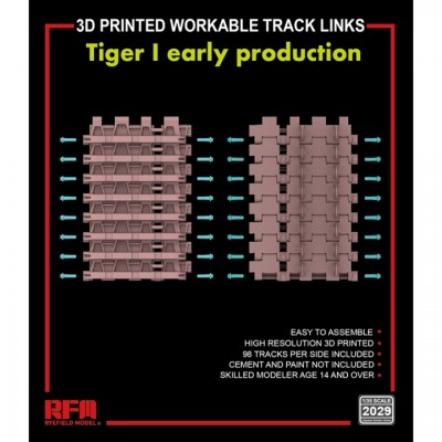 [�˾���ũ] CRM2029 [RFM] CRM2029 1/35 Tiger I Early Prodution 3D Printed Workable Track Links - ���� ������