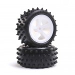 [TEAM LOSI] 4 Row Rear Tires, Mounted, White (2): Mini JRX2