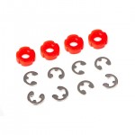 [Traxxas] AX8261 Piston, damper (red) (4)/ e-clips (8)