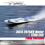TFL Zonda Rc Boat : White & Blue : Twin Drive V2 (3674 2075KV Motor 120A ESC x 2set)