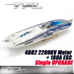 TFL Genesis Rc Boat : White & Blue : Single Drive V3 (4082 2200KV Motor 180A ESC)