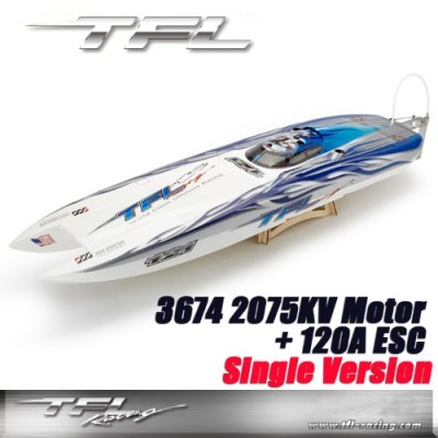 �˾���ũ  TFL Genesis Rc Boat : White & Blue : Single Drive V2 (3674 2075KV Motor 120A ESC)
