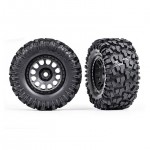[Traxxas] AX7875 Tires and wheels,assembled,glued-XR Race black wheels,Maxx AT tires,foam inserts-left,right