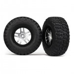 [Traxxas] AX6873X Tires/wheels, assembled, glued (S1 ultra-soft off-road racing compound) (SCT Split-Spoke satin chrome, black beadlock style wheels, BFG Mud-Terrain tires, foam inserts) (2) (4WD front/rear, 2WD rear only)