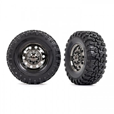 [˾ũ] AX8854 [Traxxas] AX8854 Tires & wheels,assembled,glued,TRX-6 Big Rig 2.2 black chrome wheels (front) (2)