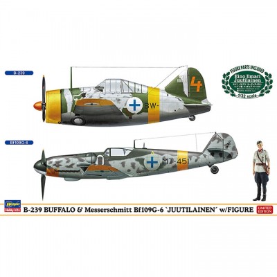 [˾ũ] BH02439 [Hasegawa] BH02439 1/72 B-239 Buffalo & Messerschmitt BF109G-6 Juutilainen w/Figure