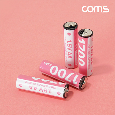 [�˾���ũ]  Coms USB Type C ������ ������ ������ ��Ƭ�̿� ���͸� CŸ�� 1.5V 1700mAh Li-ion AA 4����