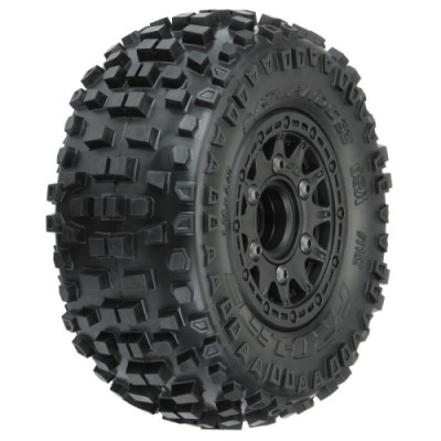 [�˾���ũ] PRO118210 [PROLINE-RACING] 1182-10 1/10 Badlands Front/Rear 2.2/3.0 SC Mounted 12mm Black Raid (2)