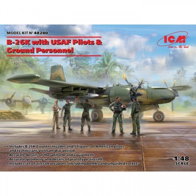 [�˾���ũ] BICM48280 [ICM] BICM48280 1/48 B-26K with USAF Pilots & Ground Personnel