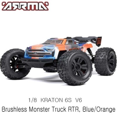 [˾ũ] ARA8608V6T1 [ARRMA] 1/8 KRATON 6S V6 4X4 BLX Brushless Speed Monster Truck RTR, Blue/Orange