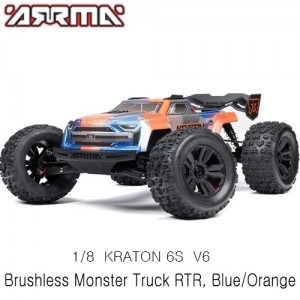 [ARRMA] 1/8 KRATON 6S V6 4X4 BLX Brushless Speed Monster Truck RTR, Blue/Orange