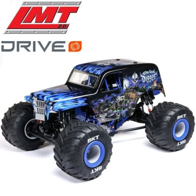 [�˾���ũ] LOS04028T2 [TEAM LOSI] LOSI 1/8 LMT 2.0 Grave Digger 4X4 �ָ��� �׽� �귯�ø��� ���� Ʈ�� RTR, �Ķ���