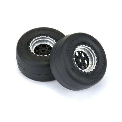 �˾���ũ PRO1021810 [PROLINE-RACING] 10218-10 1/16 Reaction Rear Tires MTD 8mm Black/Silver (2): Losi Mini Drag