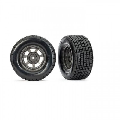 [˾ũ] AX10473X [Traxxas] AX10473X Dirt Oval Gray Front Wheels w/ Hoosier Tires