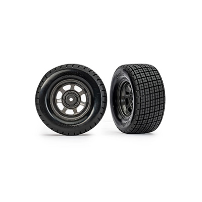 [˾ũ] AX10474X [Traxxas] AX10474X Dirt Oval Gray Rear Wheels w/ Hoosier Tires (2)