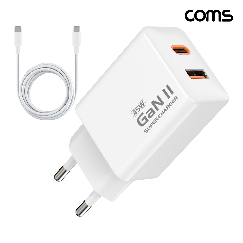[�˾���ũ] LB045 Coms 45W GaN 2��Ʈ ���������� PD3.0 PPS C to C ���̺� ����