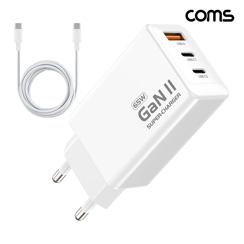 [�˾���ũ] LB065 Coms 65W GaN 3��Ʈ ���������� PD3.0 PPS C to C ���̺� ����
