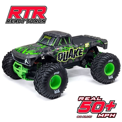 [�˾���ũ] ARA3537T2 [ARRMA] 1/10 QUAKE 223S DSC 2WD RTR Brushless Monster Truck, Green ������, ���͸�(2~3S) ����