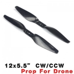 [HZ] 12x5.5 3K Carbon Fiber Propellers CW/CCW 1 Pair (Light Weight)