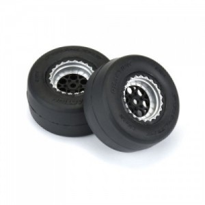 [PROLINE-RACING] 10218-10 1/16 Reaction Rear Tires MTD 8mm Black/Silver (2): Losi Mini Drag