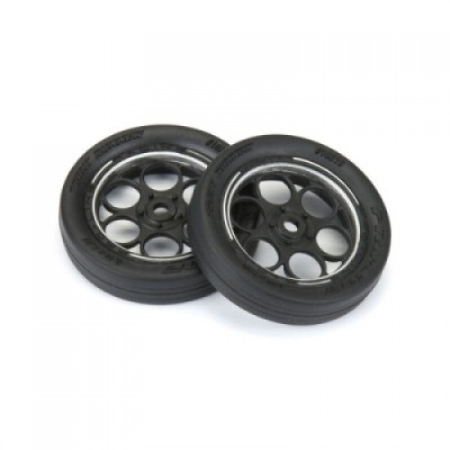 �˾���ũ PRO1021910 [PROLINE-RACING] 10219-10 1/16 Front Runner Front Tires MTD 8mm Black/Silver (2): Mini Drag