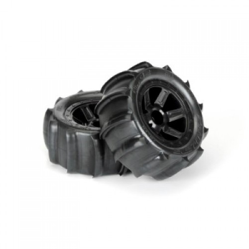 �˾���ũ PRO1010110 [PROLINE-RACING] 10101-10 Sling Shot 2.2 Sand Tires Mounted on Desperado Black 12mm Wheels