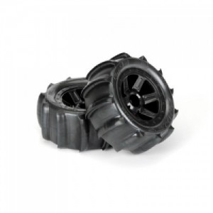 [PROLINE-RACING] 10101-10 Sling Shot 2.2 Sand Tires Mounted on Desperado Black 12mm Wheels