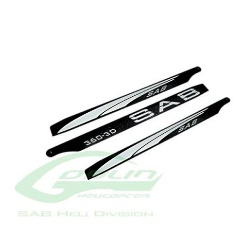 �˾���ũ 3BL360-3DW Black Line Carbon Fiber Main Blades 360mm - Goblin 380 KSE