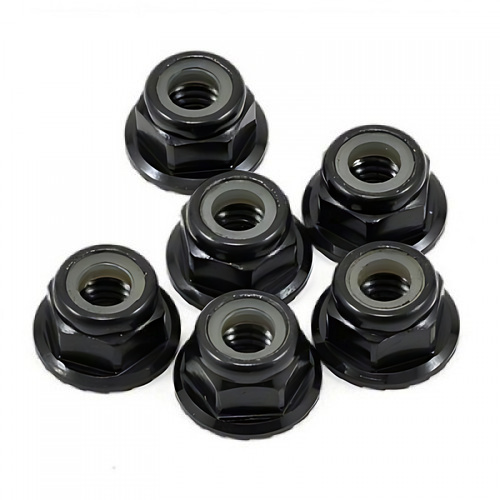 �˾���ũ TLR336000 [TLR Racing] Team Losi Racing 4mm Aluminum Serrated Locknut Set (6) (Black)