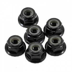 [TLR Racing] Team Losi Racing 4mm Aluminum Serrated Locknut Set (6) (Black)
