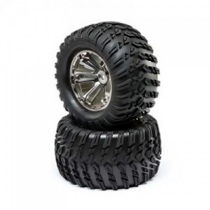 [TEAM LOSI] Wheel and Tire Mounted BlackChrome (2): TENACITY T