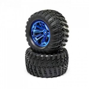 [TEAM LOSI] Wheel and Tire Mounted Blue Chrome (2): TENACITY T