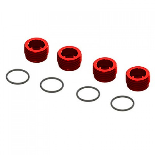 �˾���ũ ARA320467 [ARRMA] Aluminum Front Hub Nut Red (4) inc O-Rings