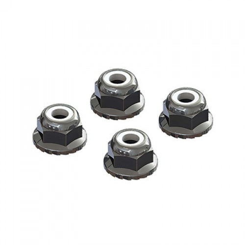 �˾���ũ ARAC9699 [ARRMA] AR708008 Flanged Nyloc Locknut 4mm Silver (4)