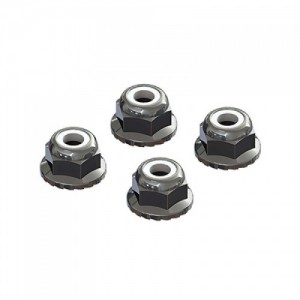 [ARRMA] AR708008 Flanged Nyloc Locknut 4mm Silver (4)